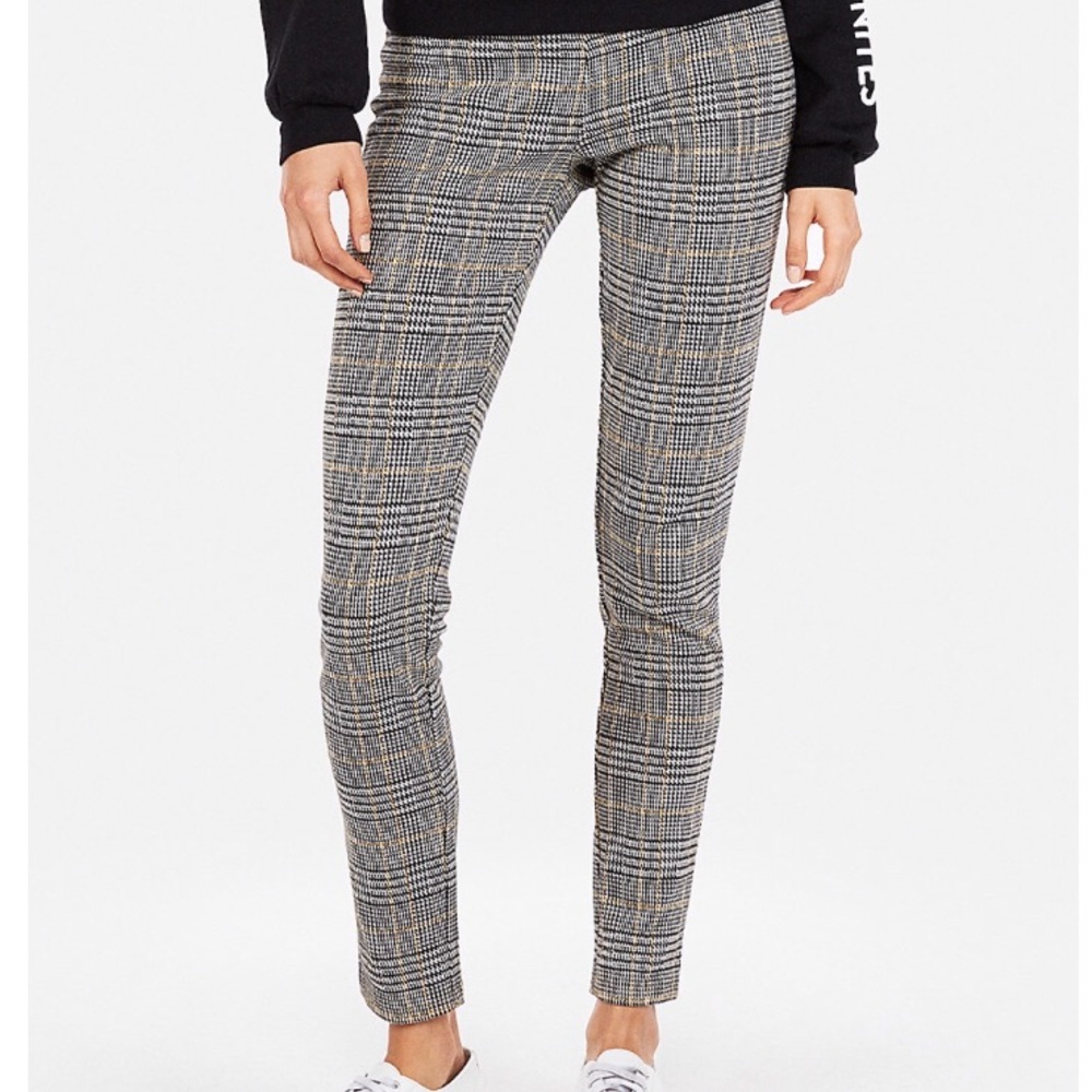 High waisted plaid pull on leggings